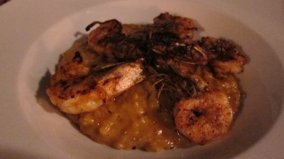 grilled marinated shrimps with risotto